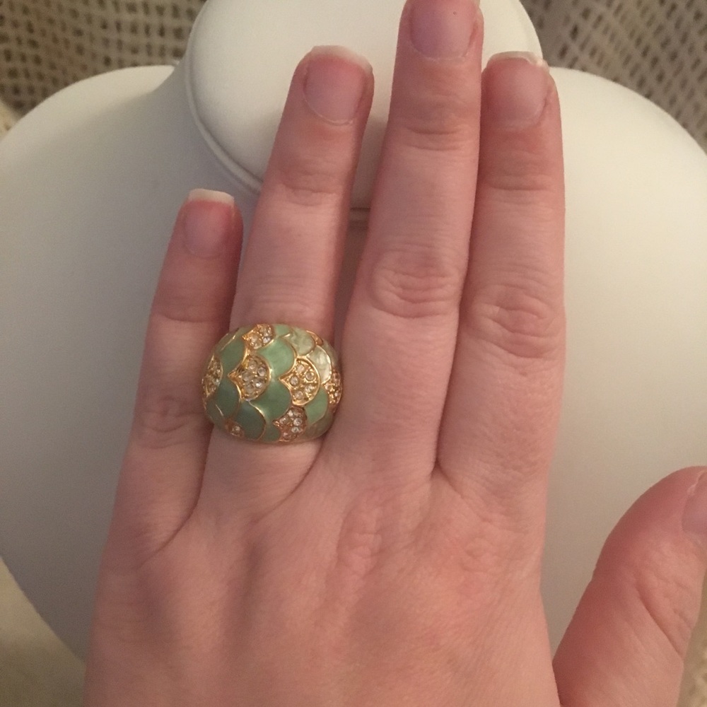 Mint Green and Gold Statement Ring